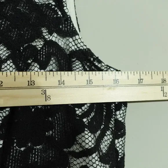 The limited Womens Sheath Dress Floral Lace Sleeveless Black White Size 10 - Picture 6 of 10